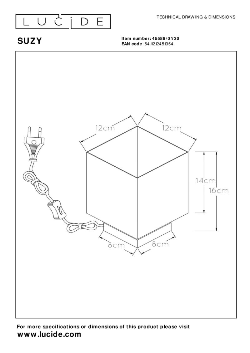 Lucide SUZY - Stolná lampa - 1xE14 - Čierna